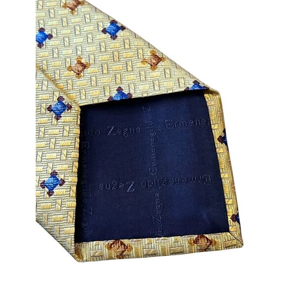 Ermengildo Zegna Geometric Squared‎ Gold Orange Blue - Picture 3 of 4